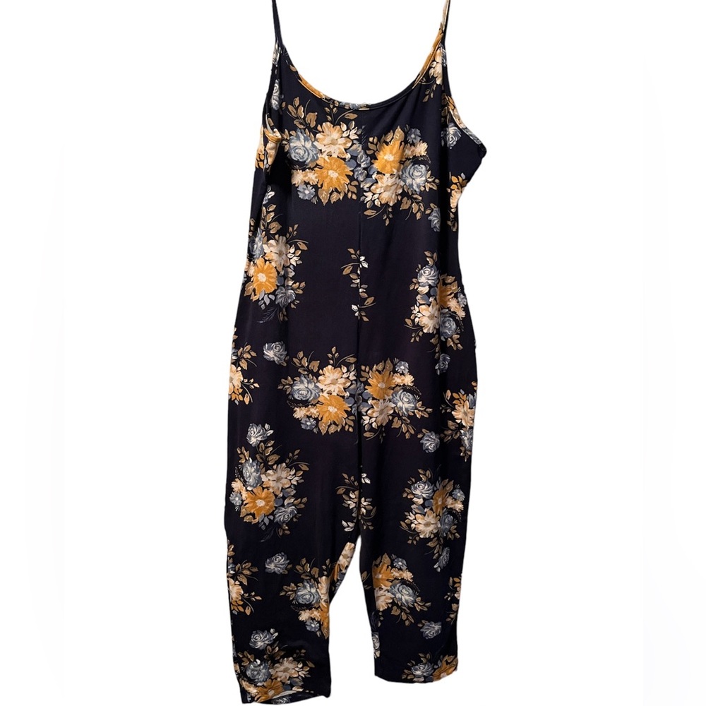 Navy Blue Floral Print Crop Jumper